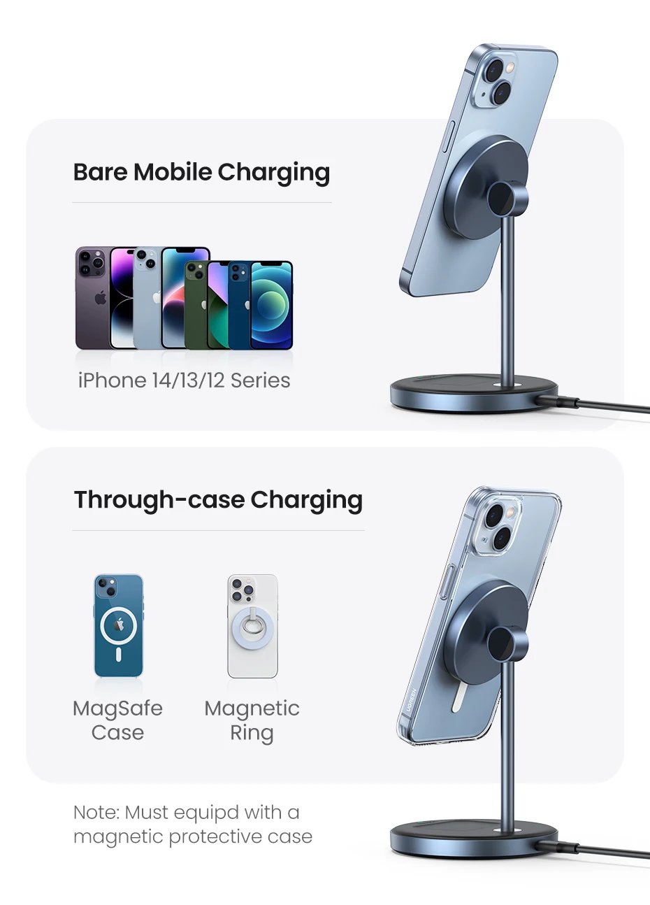 Magnetic Wireless Charger Stand 20W Max 2-in-1 For iPhone 12 13 14 15 Pro Max Airbods Fast Charge  