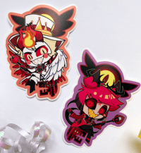 Hazbin Hotel Lucifer and Alastor Key Stickers