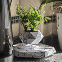 White Magnetic Levitation Flower Floating Pot 