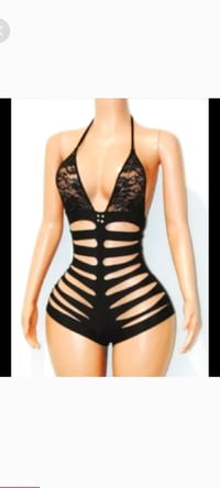 Image 1 of Slash Sides Rhinestone Shorts Romper 2 Styles