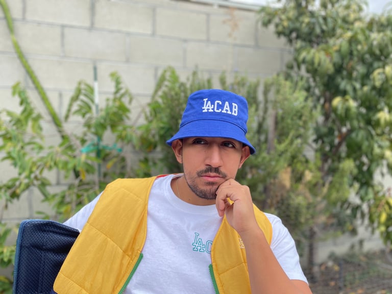 KTZ Los Angeles Dodgers Multi Patch Bucket Hat in Blue