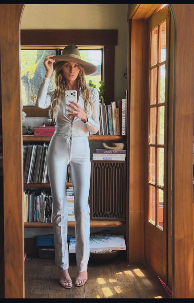 1970s cosmic silver stretch trouser set 