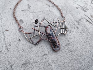 Jasper, copper and german silver necklace 