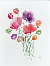 Image 3 of Poppy Bouquet- original artwork 