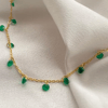 18k gold plated green zircon anklet