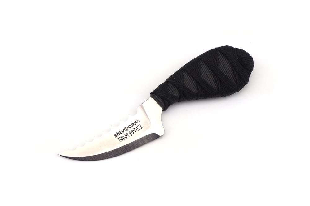 Image of Shivworks Clinch Pick Serrated Double Edge (Grey/Black Cord)