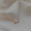 18k gold plated rectangle pink necklace