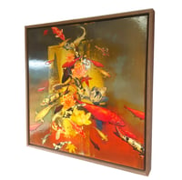 Image 2 of Original Canvas - Koi on Greens/Gold/Cadmium Orange - 60cm x 60cm