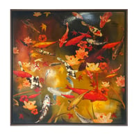 Image 1 of Original Canvas - Koi with Lilies and Maple - 100cm x 100cm