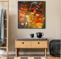 Original Canvas - Koi with Lilies and Maple - 100cm x 100cm
