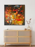 Original Canvas - Koi with Lilies and Maple - 100cm x 100cm