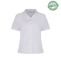 Open Neck Rever Collar Short Sleeve School Blouse, Pack of 2, White