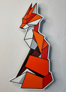 Image of Sitting Fox limited edition mini woodcut