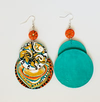 Image 3 of Bright Multicolored Afrocentric Earrings.