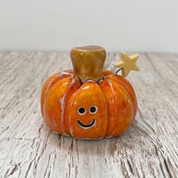 Image 1 of TESTS - Large Orange Smiley Face Ceramic Pumpkin