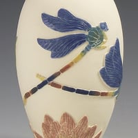 Image 2 of Red tipped damselflies and water-lily sgraffito vessel  