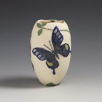 Image 1 of Iswara butterfly & velvet bean plant open form sgraffito vessel