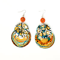 Image 1 of Bright Multicolored Afrocentric Earrings.