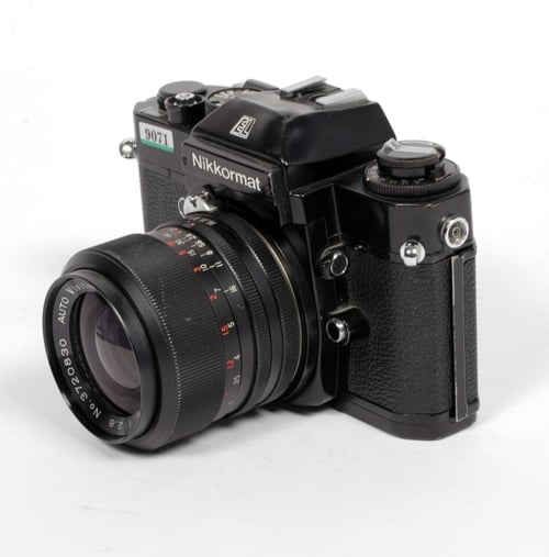 Image of Nikon Black Nikkormat EL 35mm SLR film camera with 35mm F2.8 lens #9071 *TESTED*