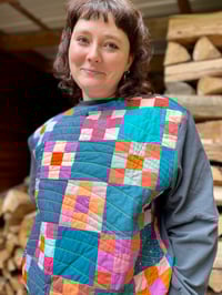 Image 3 of Quilted Blue Checker Organic Sweater