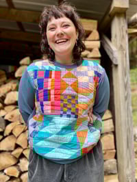 Image 2 of Colorful Improv Quilted Organic Sweater