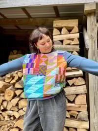 Image 3 of Colorful Improv Quilted Organic Sweater