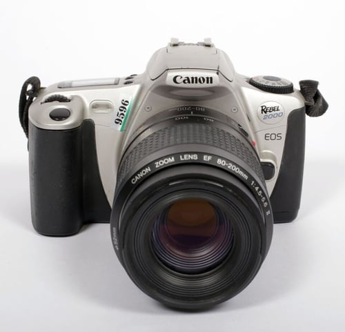 Image of Canon EOS Rebel 2000 35mm SLR Film Camera with 35-80mm + 80-200mm zoom lenses #9596