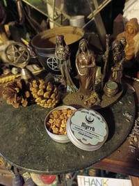 Myrrh resin incense, door closing 