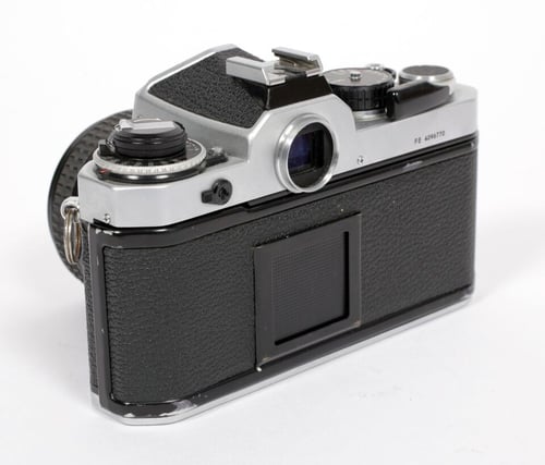 Image of Nikon FE 35mm SLR Film Camera (chrome) with 28mm F2.8 lens #9607