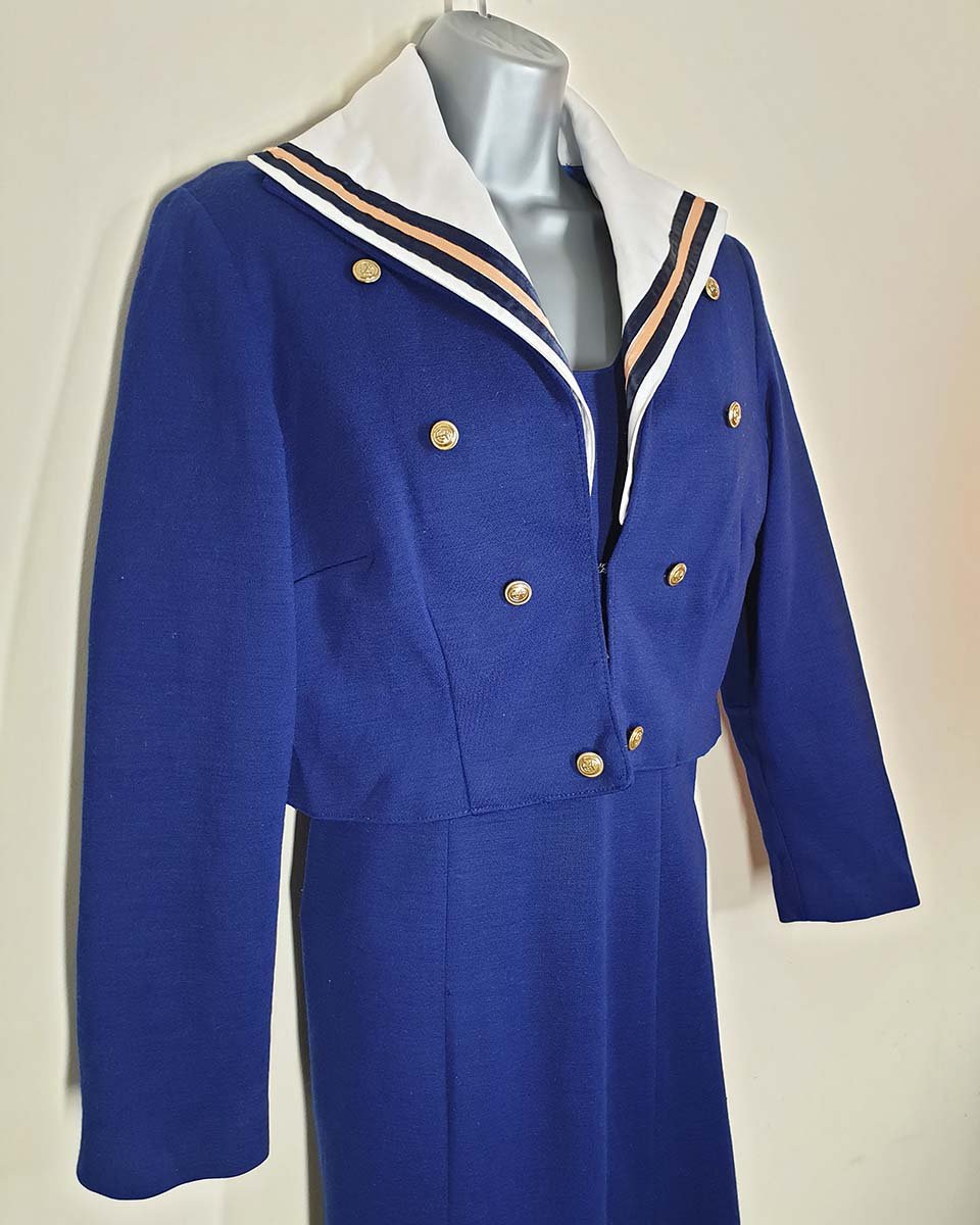 Sweet 1970's Navy Wool Sailor Dress Suit Set **READ DESCRIPTION**