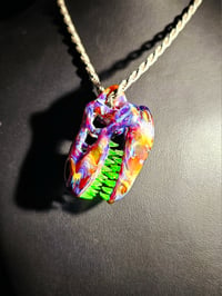 Image 2 of Double amber purple T-Rex skull pendant with illuminati teeth...