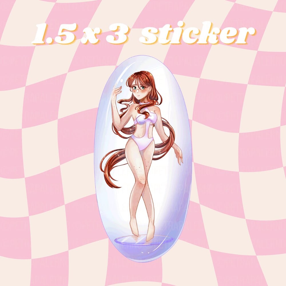 Image of Bubble Jessy  -- 1.5x3 inches -- Cute Matte Bookish Stickers Monster Fudgers Sticker Bubble Babes