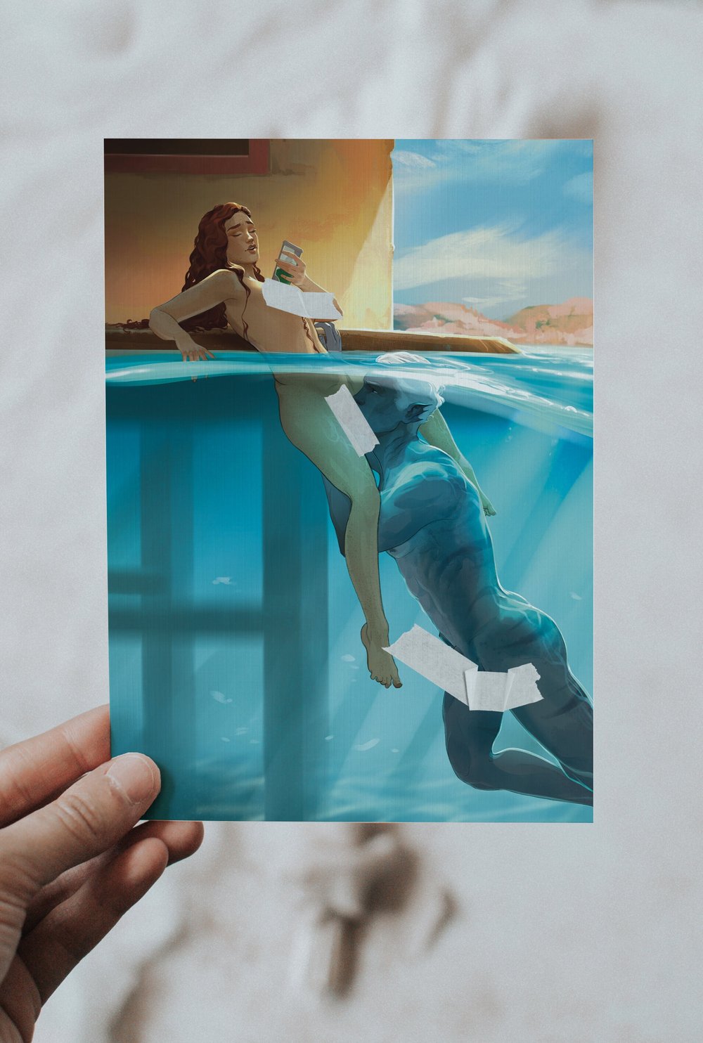 Image of Art Print "Vacation" by @listening_stars_ -- bookish art Petra Palerno alien romance bubble babes