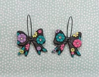 Black Bow/Flower Hoops 