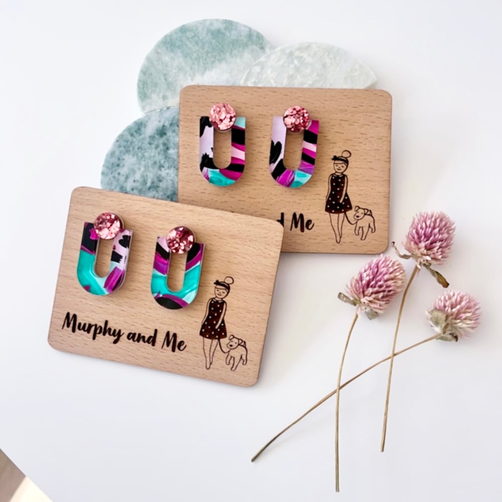 Image of Tropical Garden (hand painted) Statement Studs