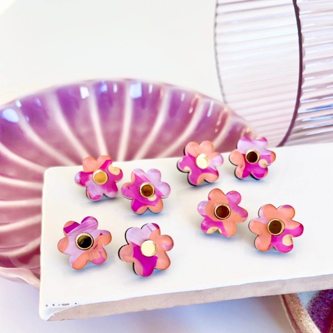 Image of 'Autumn Bloom' (hand painted) Mini Daisy Studs