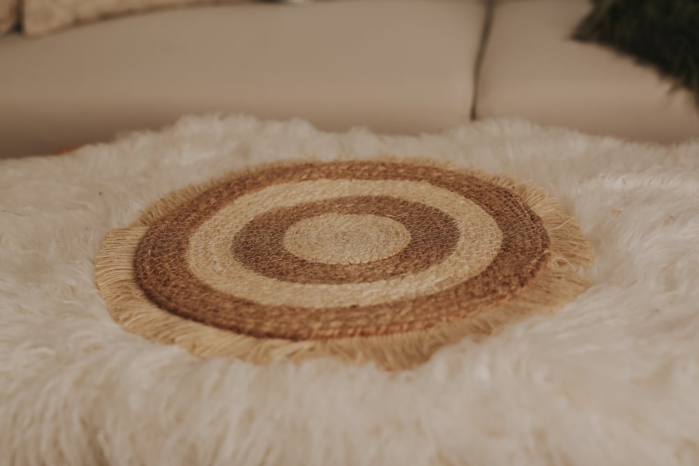 Image of fringe jute layering rug
