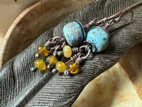 Image 2 of Blue and Yellow earrings/ n378