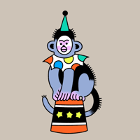 Color circus monkey tattoo (group A)