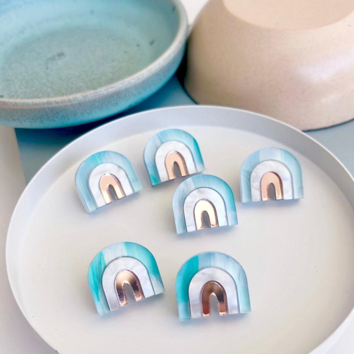 Image of 'Glacier' (hand painted) Rainbow Studs