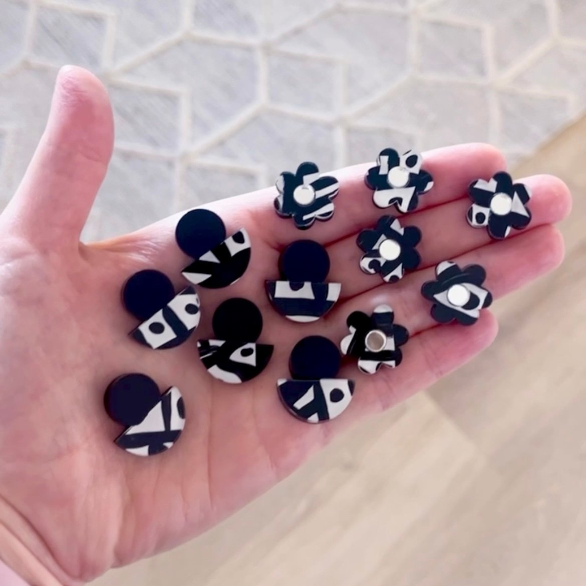 Image of Monochrome (hand painted) Mini Daisy Studs