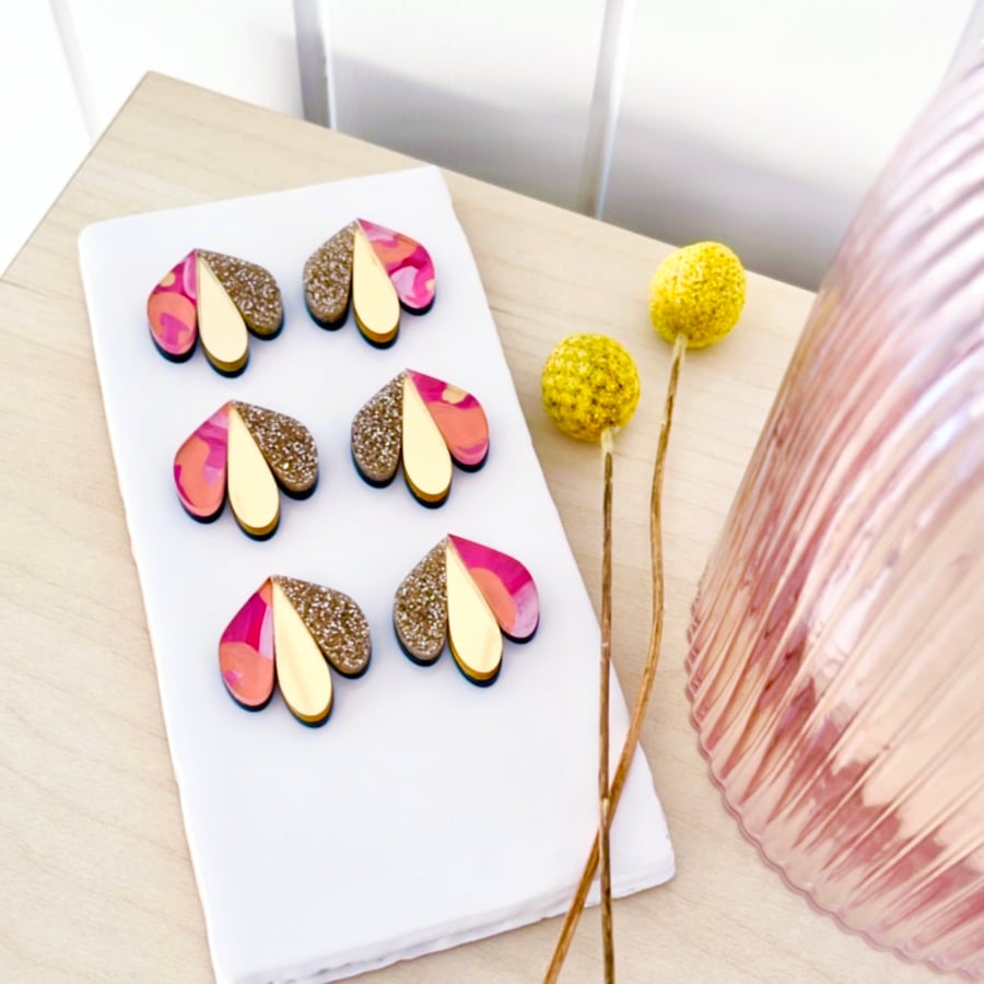 Image of 'Autumn Bloom' (hand painted) Hanging Petal Studs