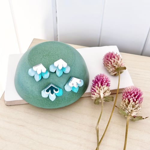 Image of 'Glacier' (hand painted) Mini Fleur Studs