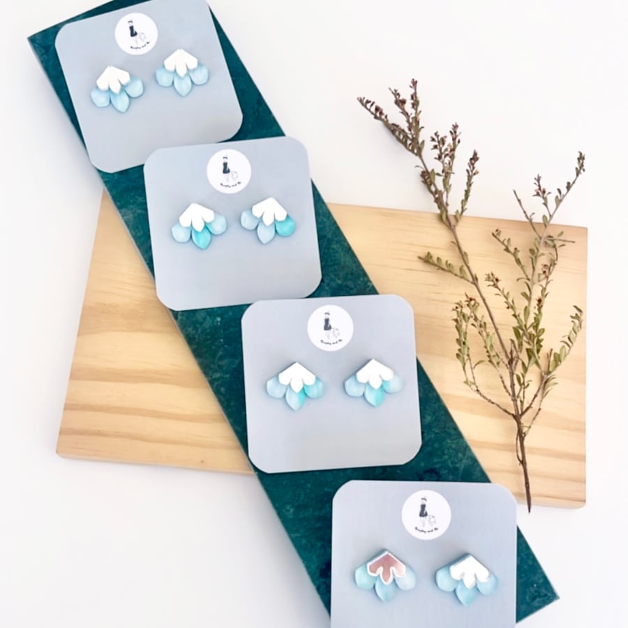 Image of 'Glacier' (hand painted) Mini Fleur Studs