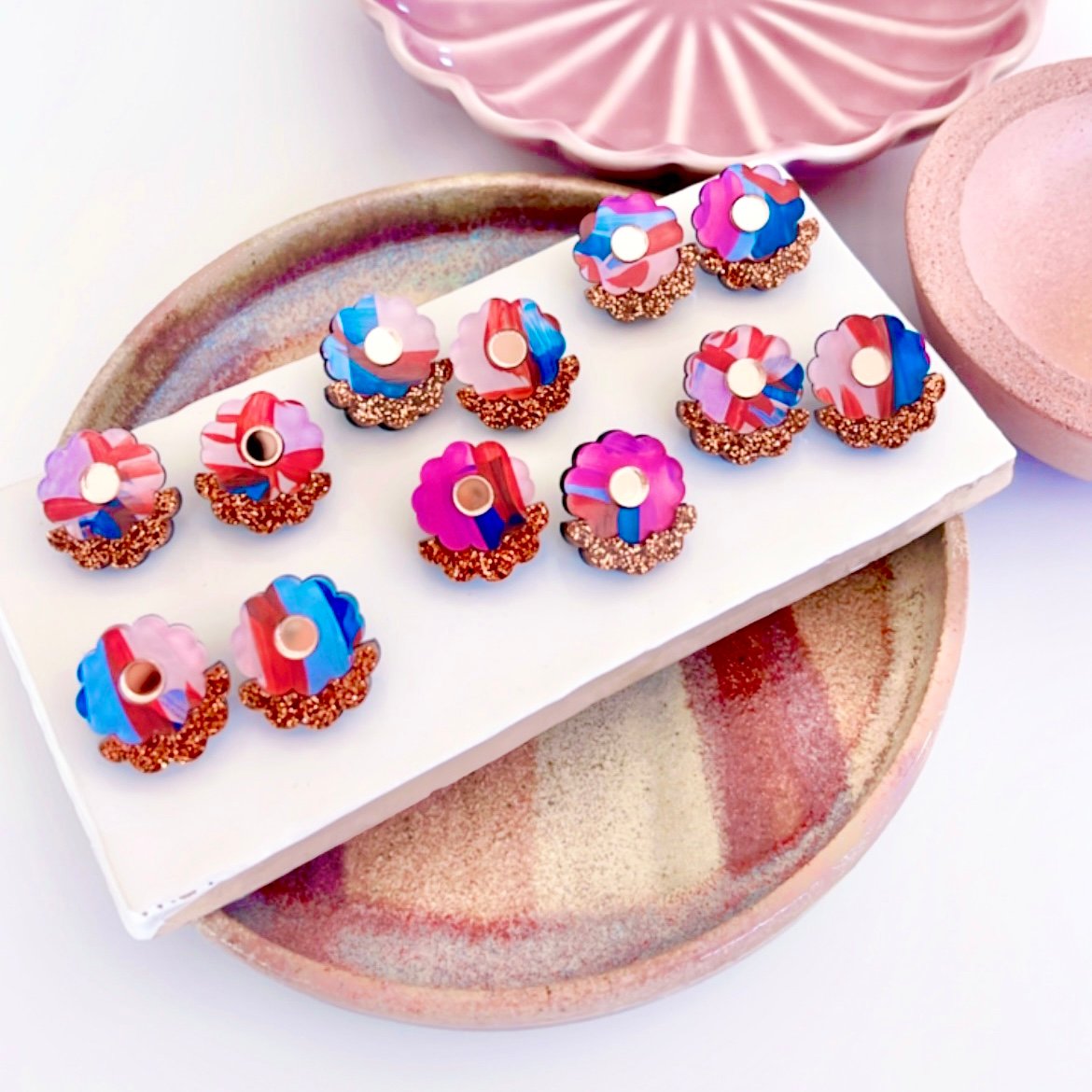 Image of SALE ~ Night Garden (hand painted) Blossom Studs