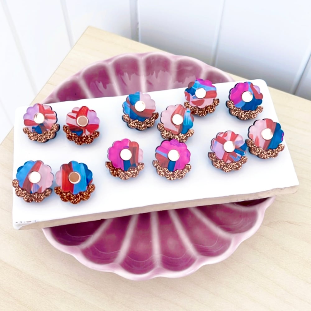 Image of Night Garden (hand painted) Blossom Studs