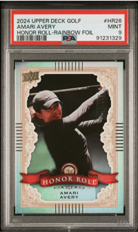 Image 2 of 2024 UPPER DECK GOLF HONOR ROLL #HR26 AMARI AVERY RAINBOW FOIL / 200 PSA 9