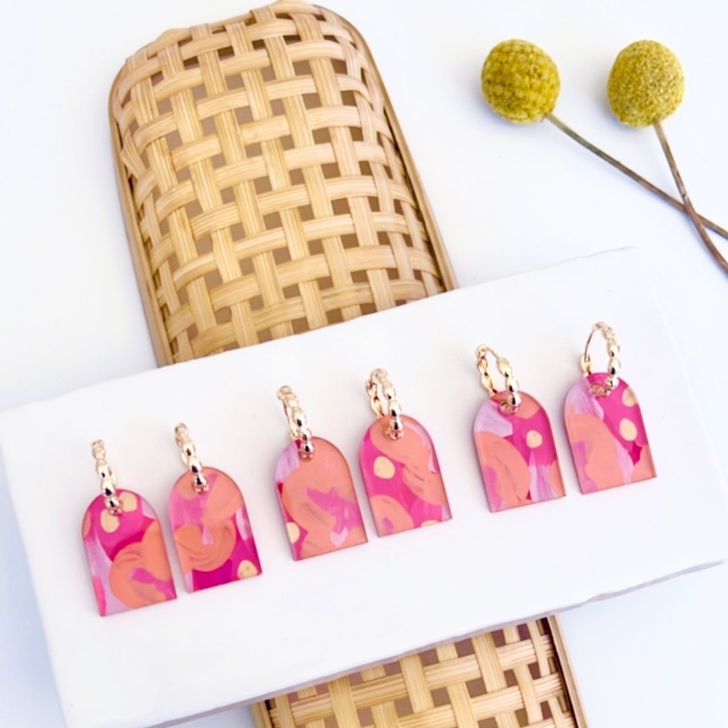 Image of 'Autumn Bloom' (hand painted) Arch Hoop Dangle