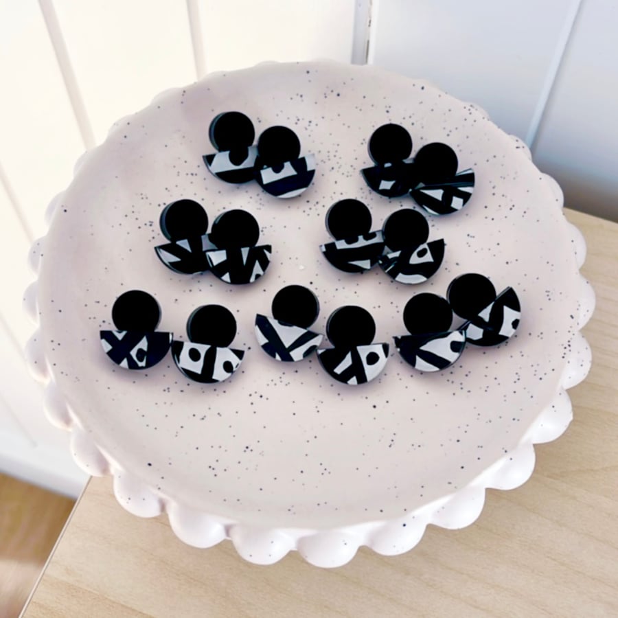 Image of 'monochrome' (hand painted) Petite Studs