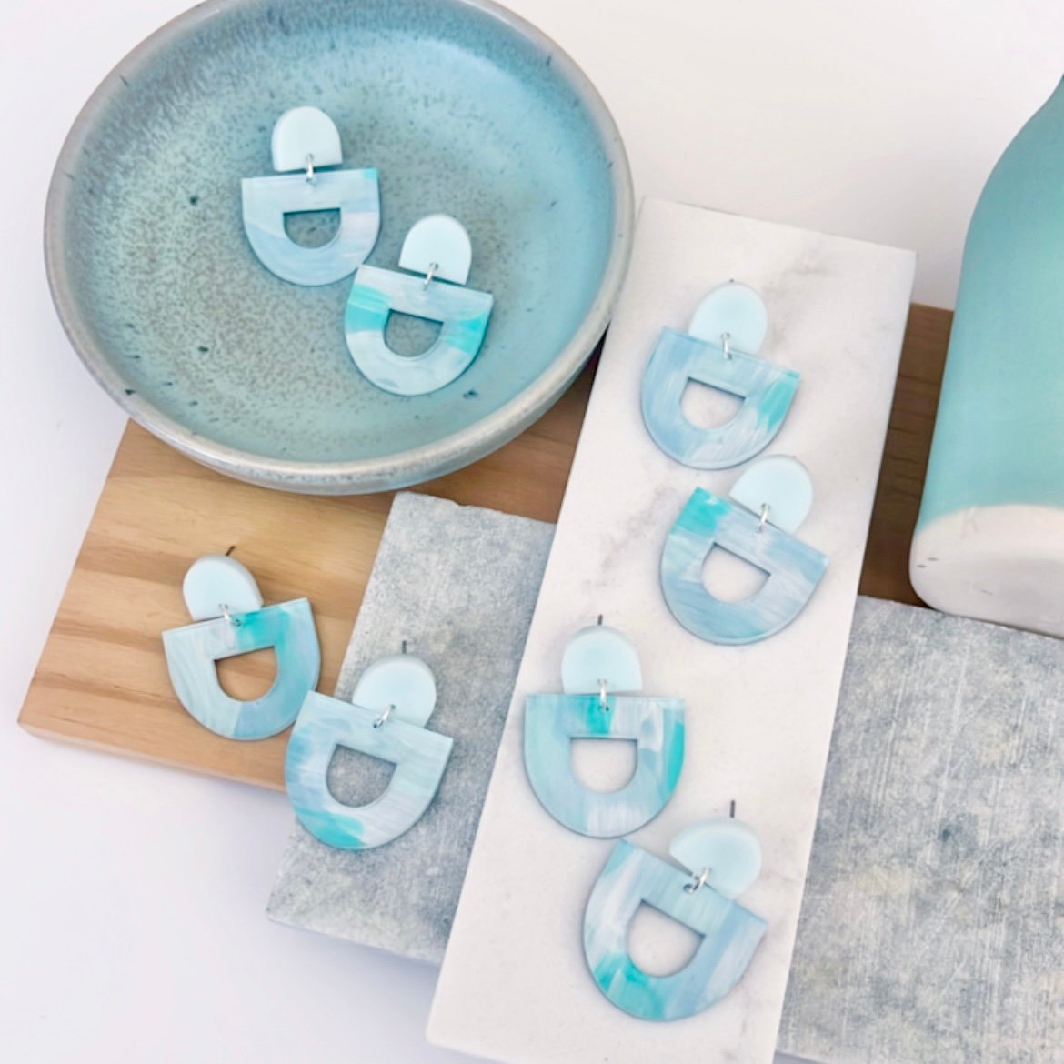 Image of SALE ~ 'Glacier' (hand painted) Shapes Dangles